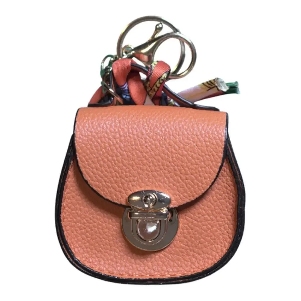 Bag Keychain Bag Charm Change Pouch Coin Purse Push Lock Clasp Orange Feminine
